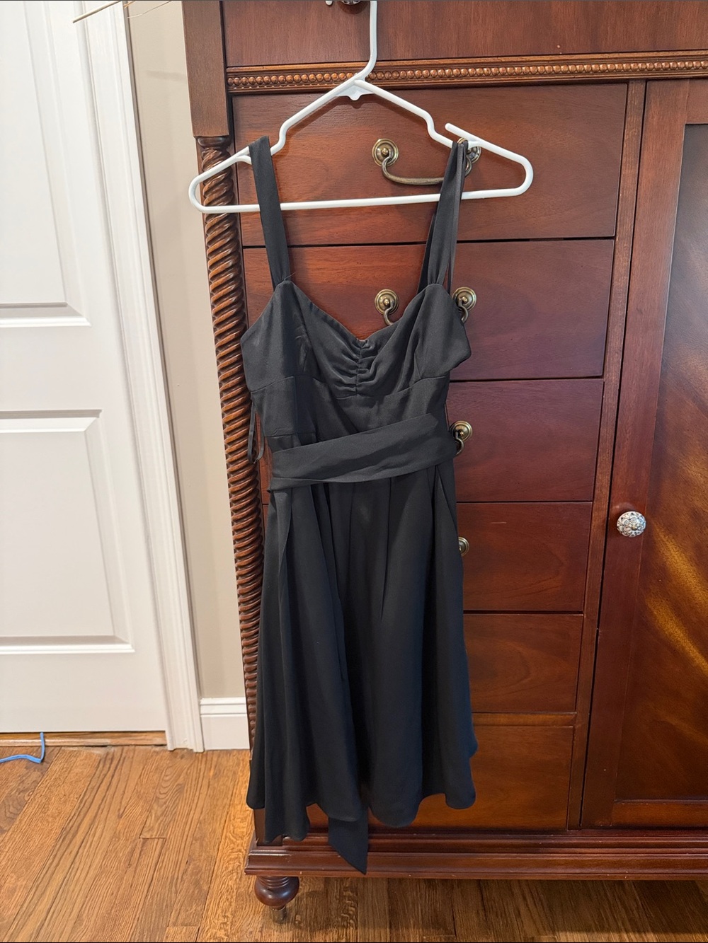 J. Crew Black Sleeveless Mini Dress with Waist Tie